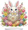 Easter Bunny Diamond Art Tabletop Kit – DIY Rabbit & Easter Egg Crystal Painting Desk Ornament with Base for Home Decor
